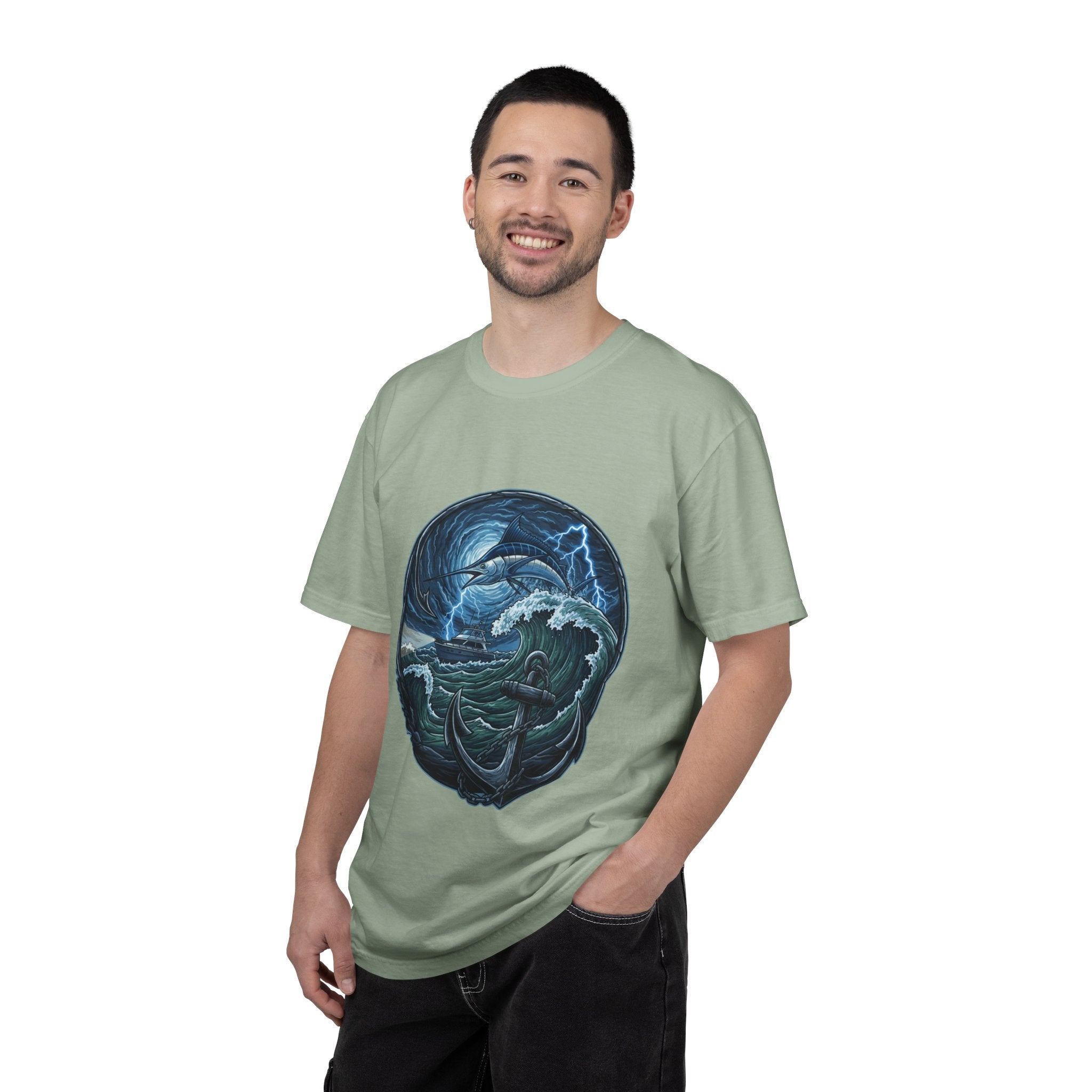 Stormy Ocean Kraken Art T-Shirt | Coastal Fishing Graphic Tee