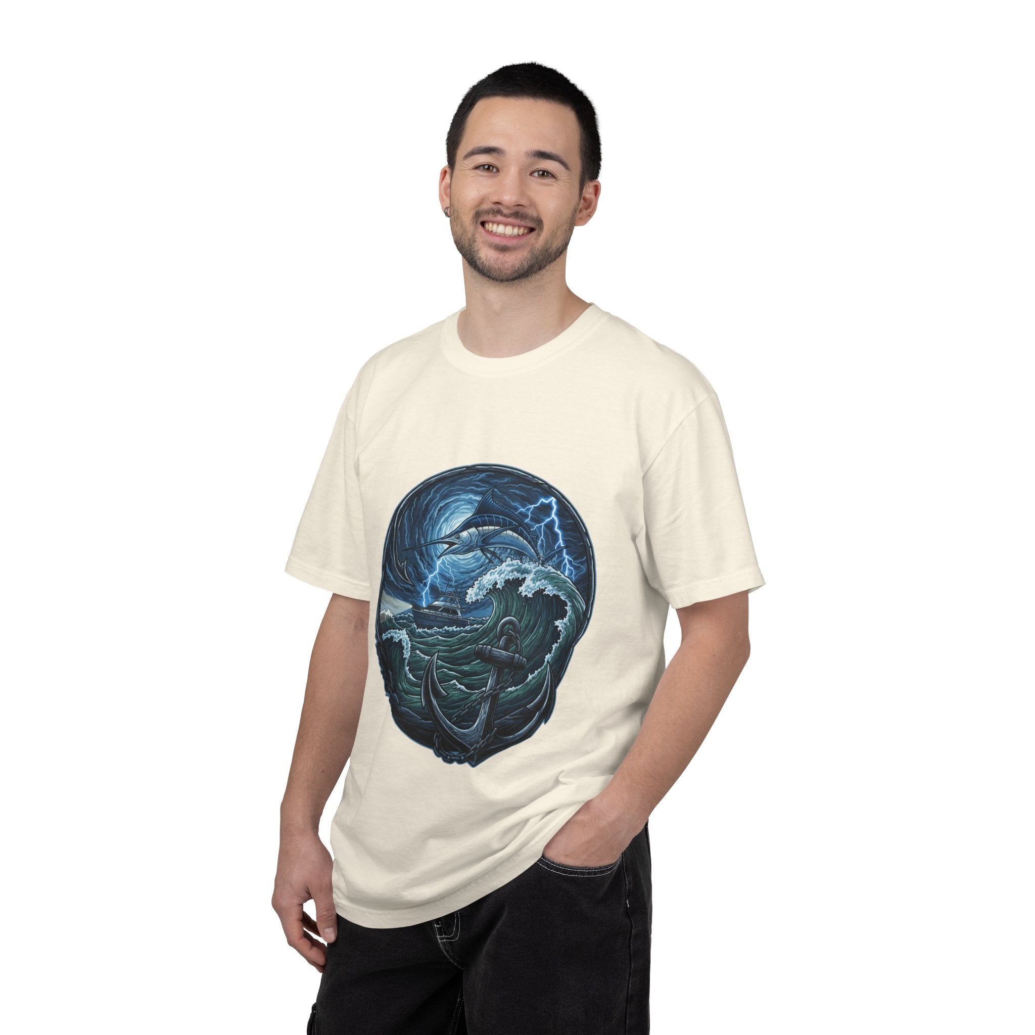 Stormy Ocean Kraken Art T-Shirt | Coastal Fishing Graphic Tee