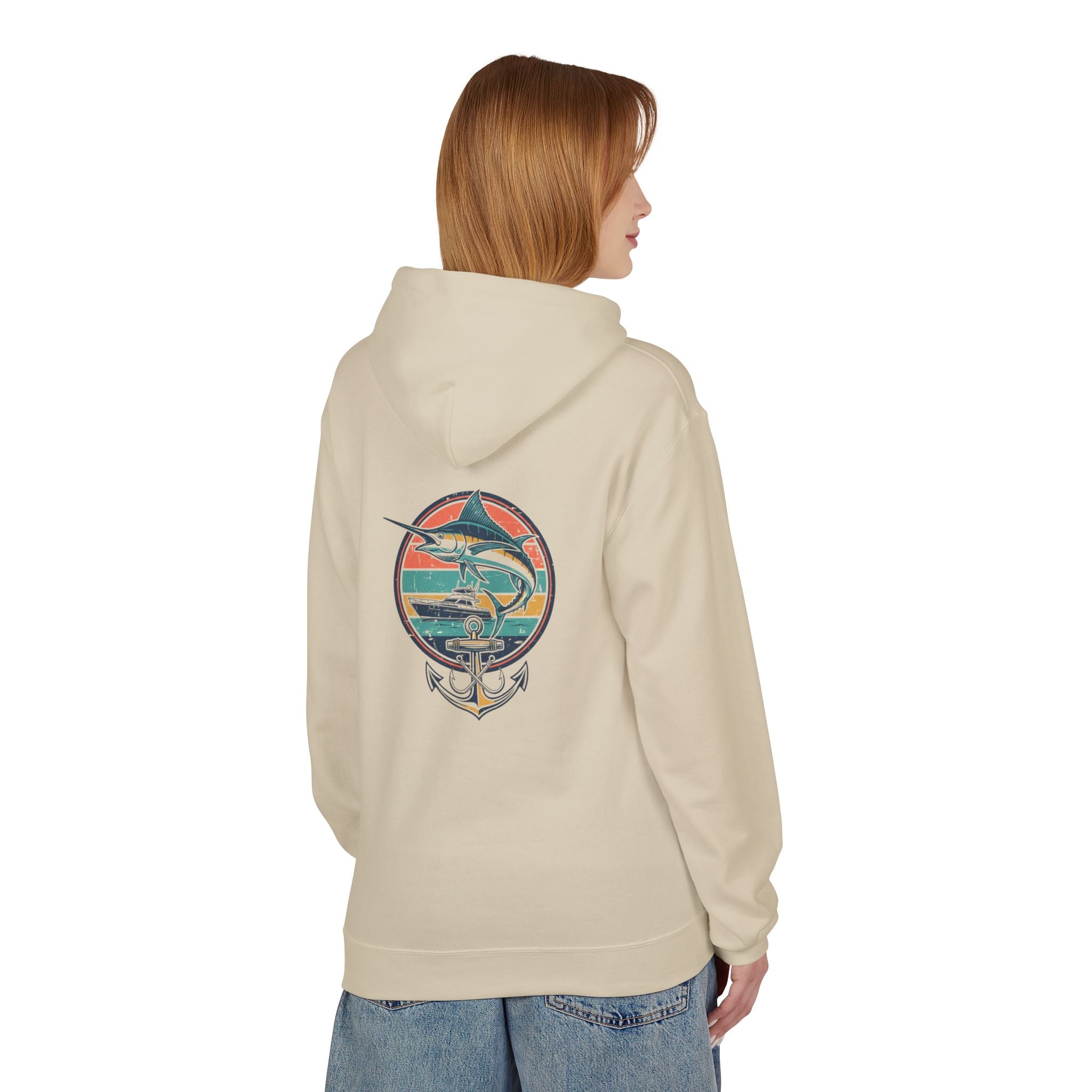 Sailfish Anchor Fishing Hoodie | Vintage Coastal Surf Hoodie