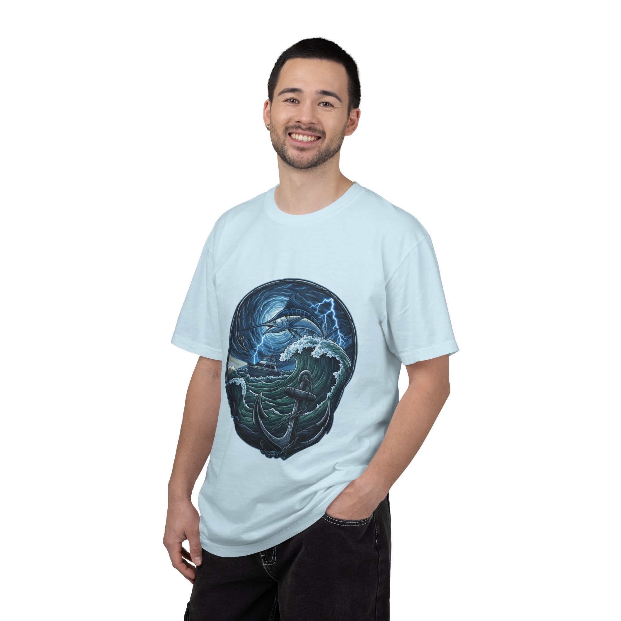 Stormy Ocean Kraken Art T-Shirt | Coastal Fishing Graphic Tee