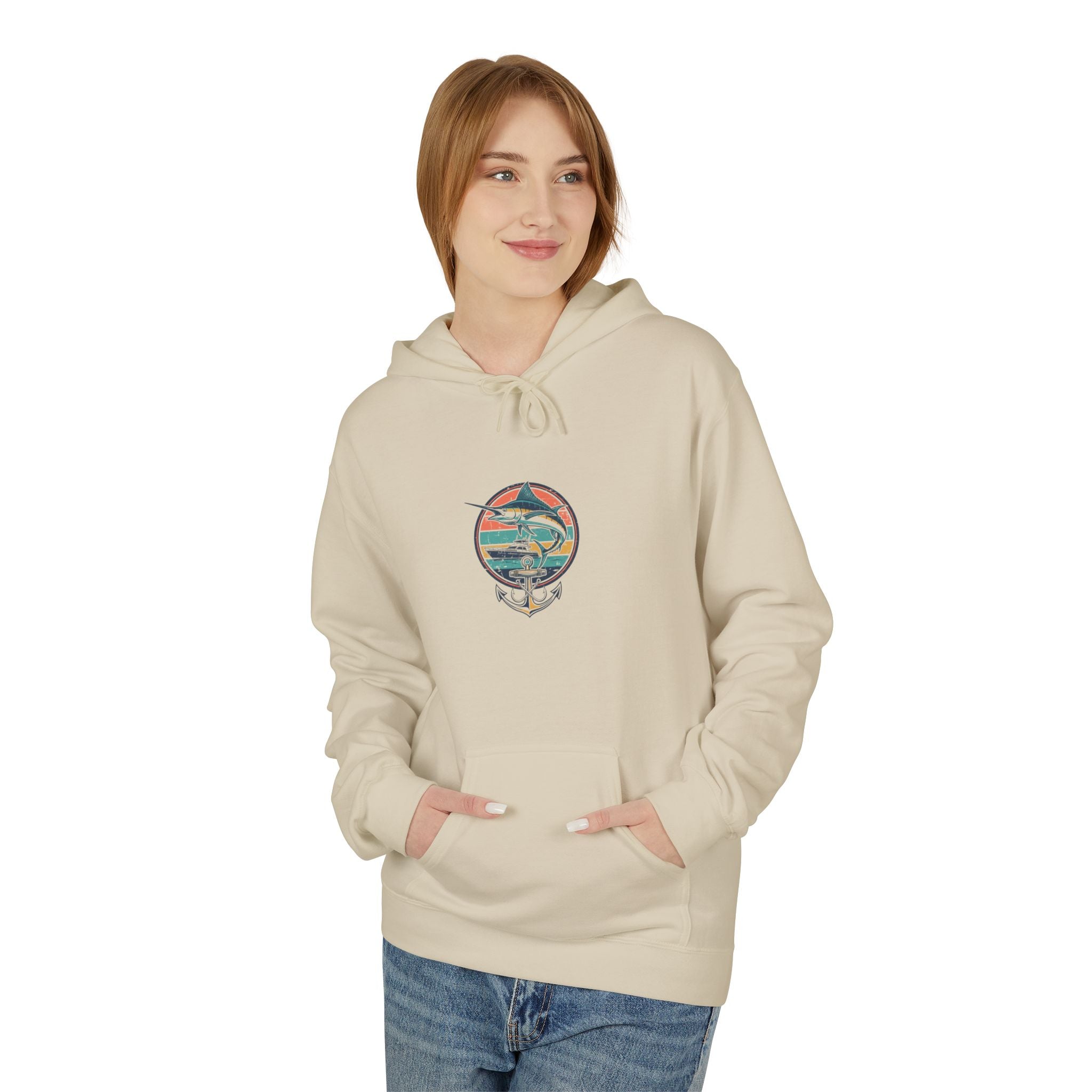 Sailfish Anchor Fishing Hoodie | Vintage Coastal Surf Hoodie
