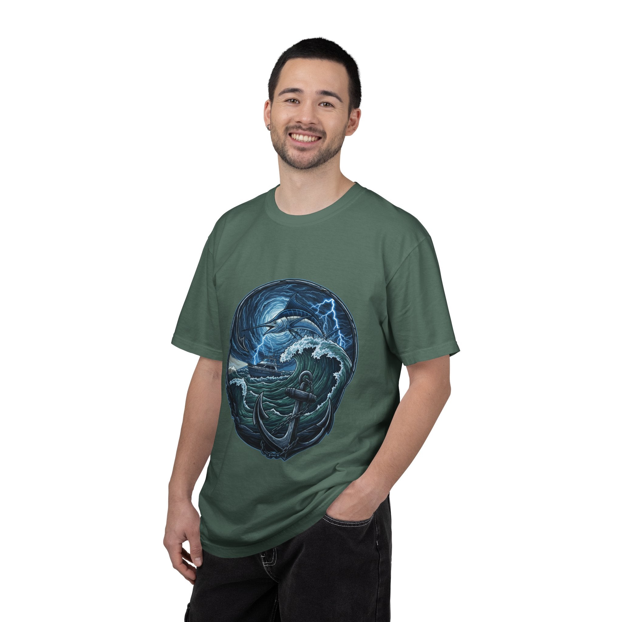 Stormy Ocean Kraken Art T-Shirt | Coastal Fishing Graphic Tee