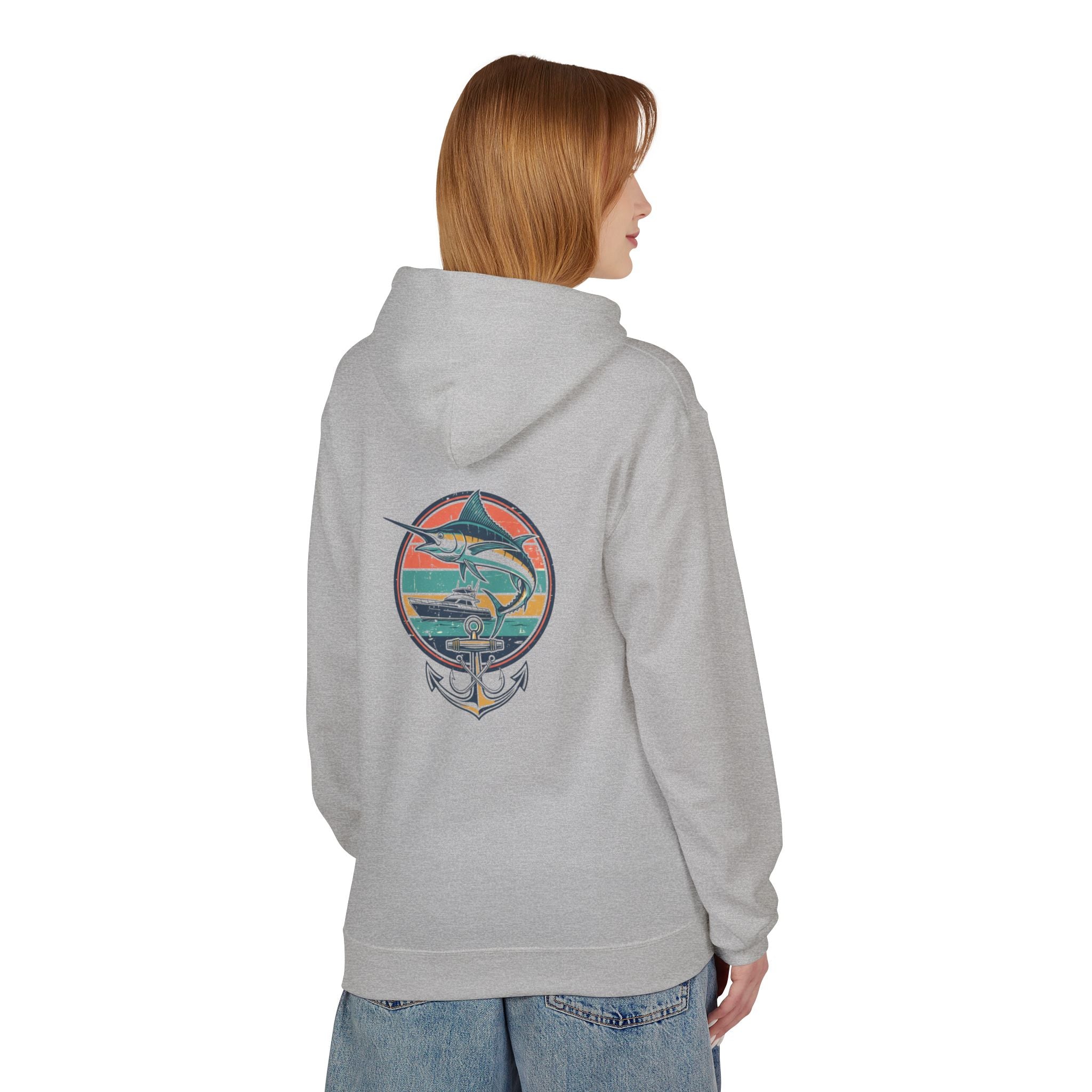 Sailfish Anchor Fishing Hoodie | Vintage Coastal Surf Hoodie