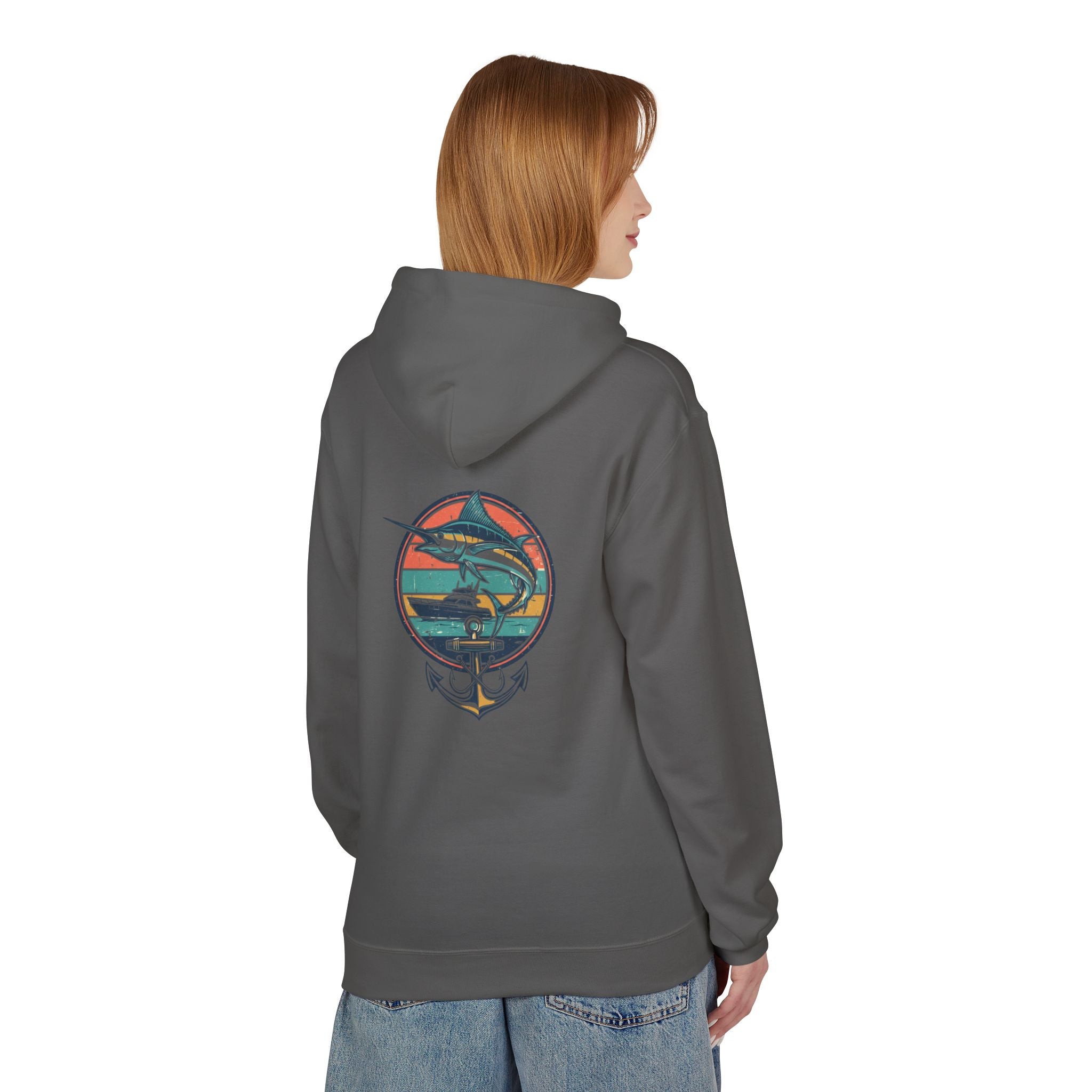 Sailfish Anchor Fishing Hoodie | Vintage Coastal Surf Hoodie