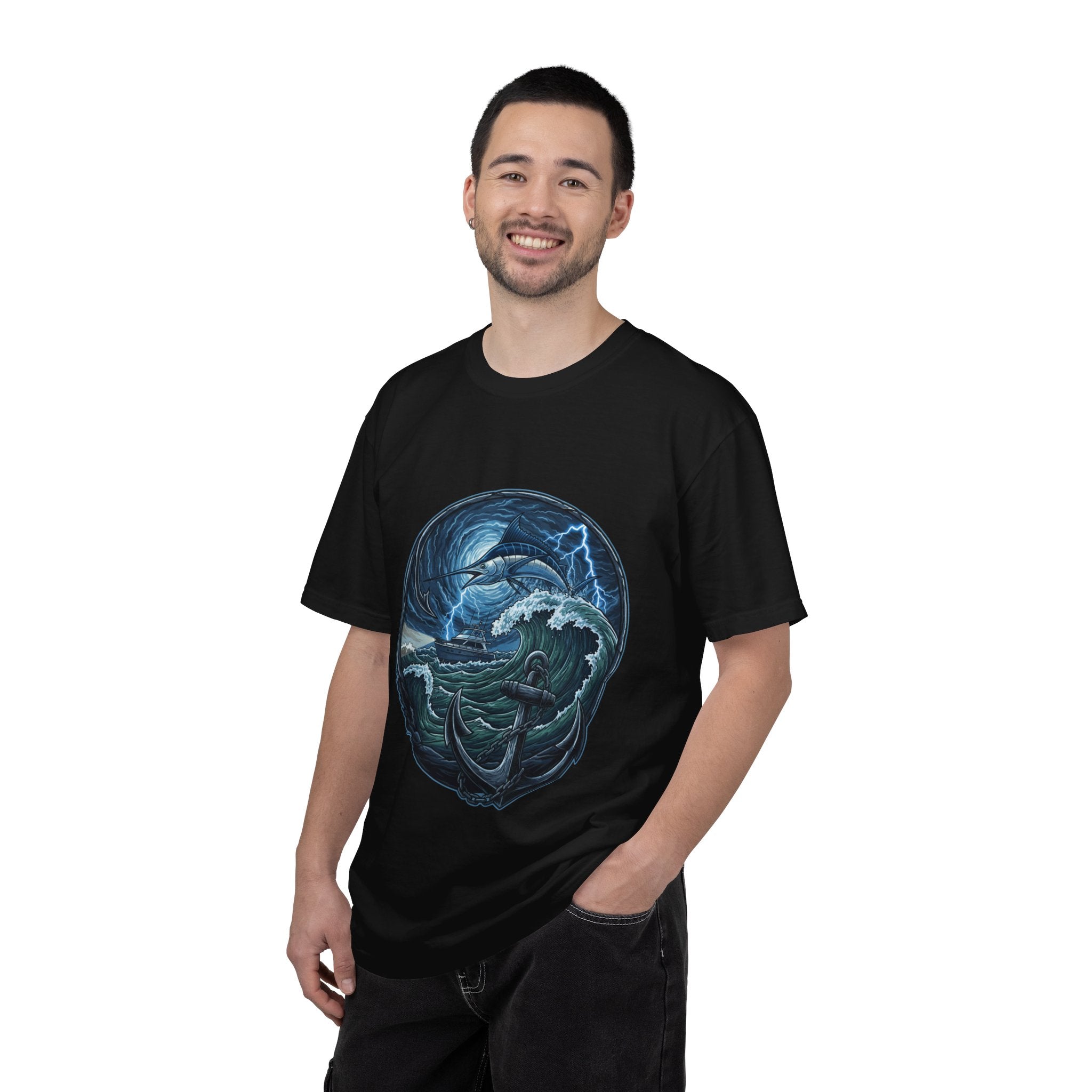 Stormy Ocean Kraken Art T-Shirt | Coastal Fishing Graphic Tee