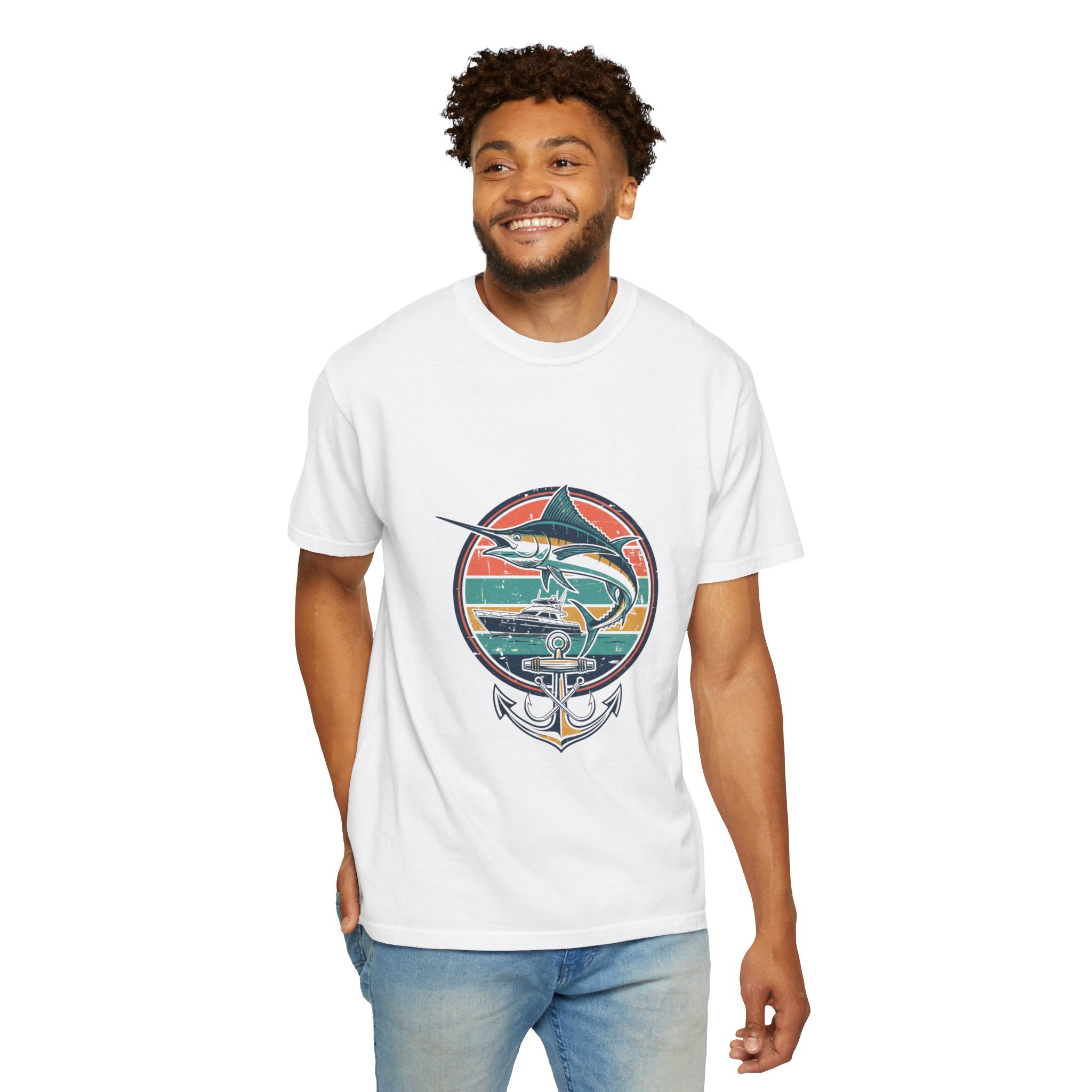 Vintage Marlin Anchor Fishing T-Shirt | Coastal Surf Graphic Tee