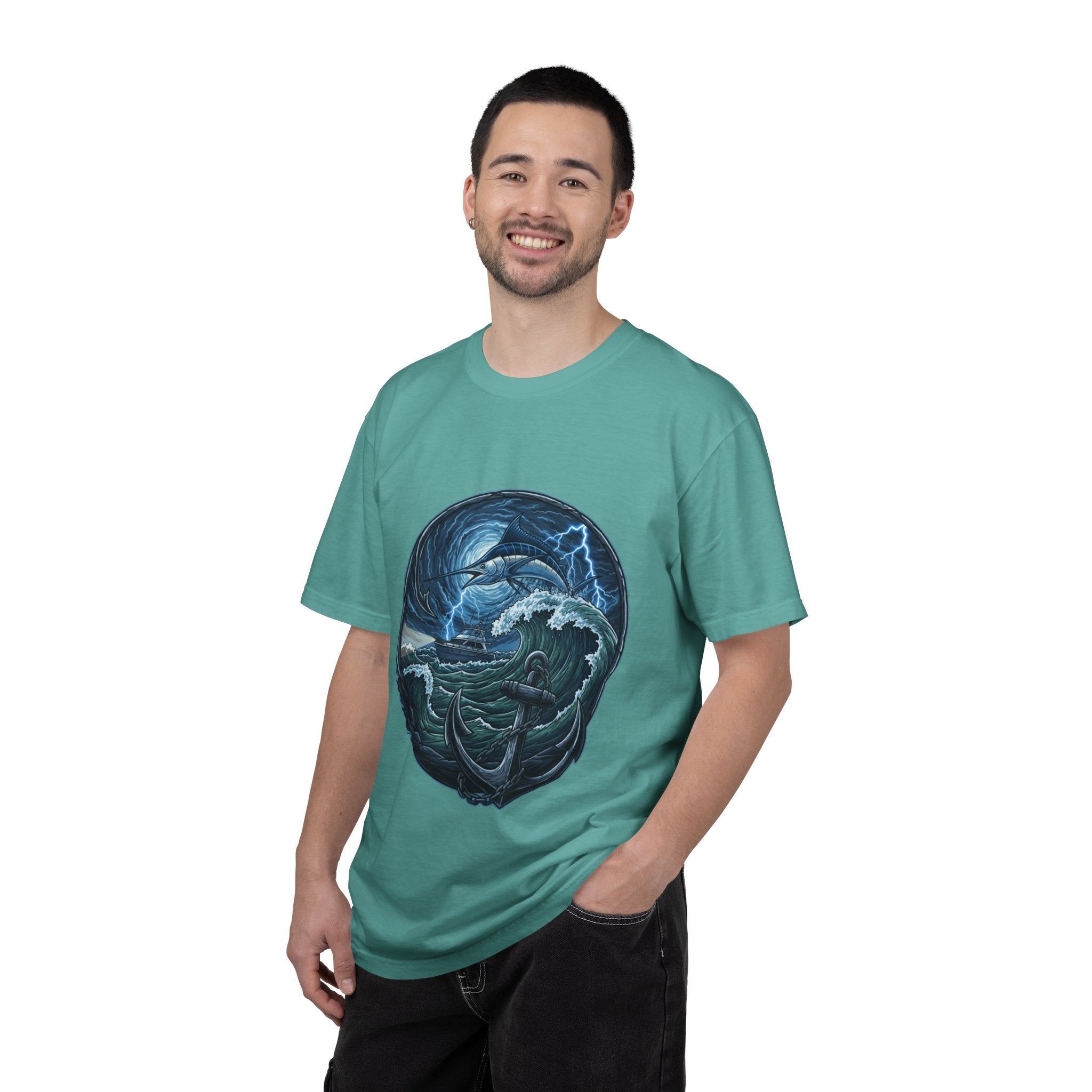 Stormy Ocean Kraken Art T-Shirt | Coastal Fishing Graphic Tee