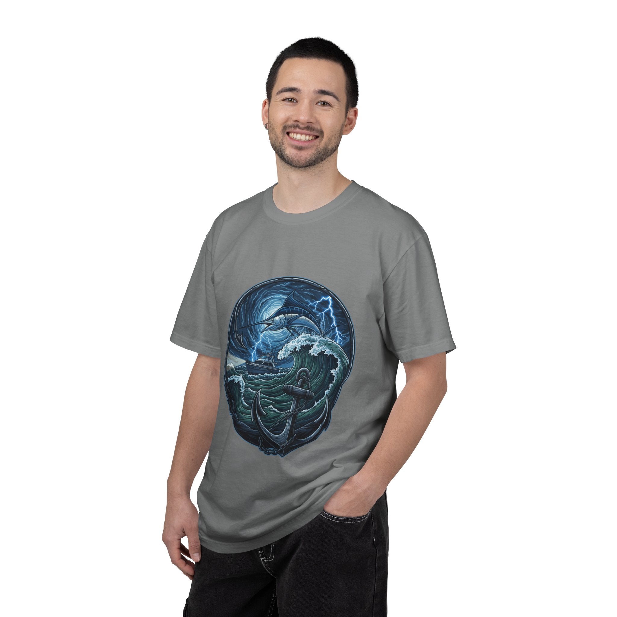 Stormy Ocean Kraken Art T-Shirt | Coastal Fishing Graphic Tee