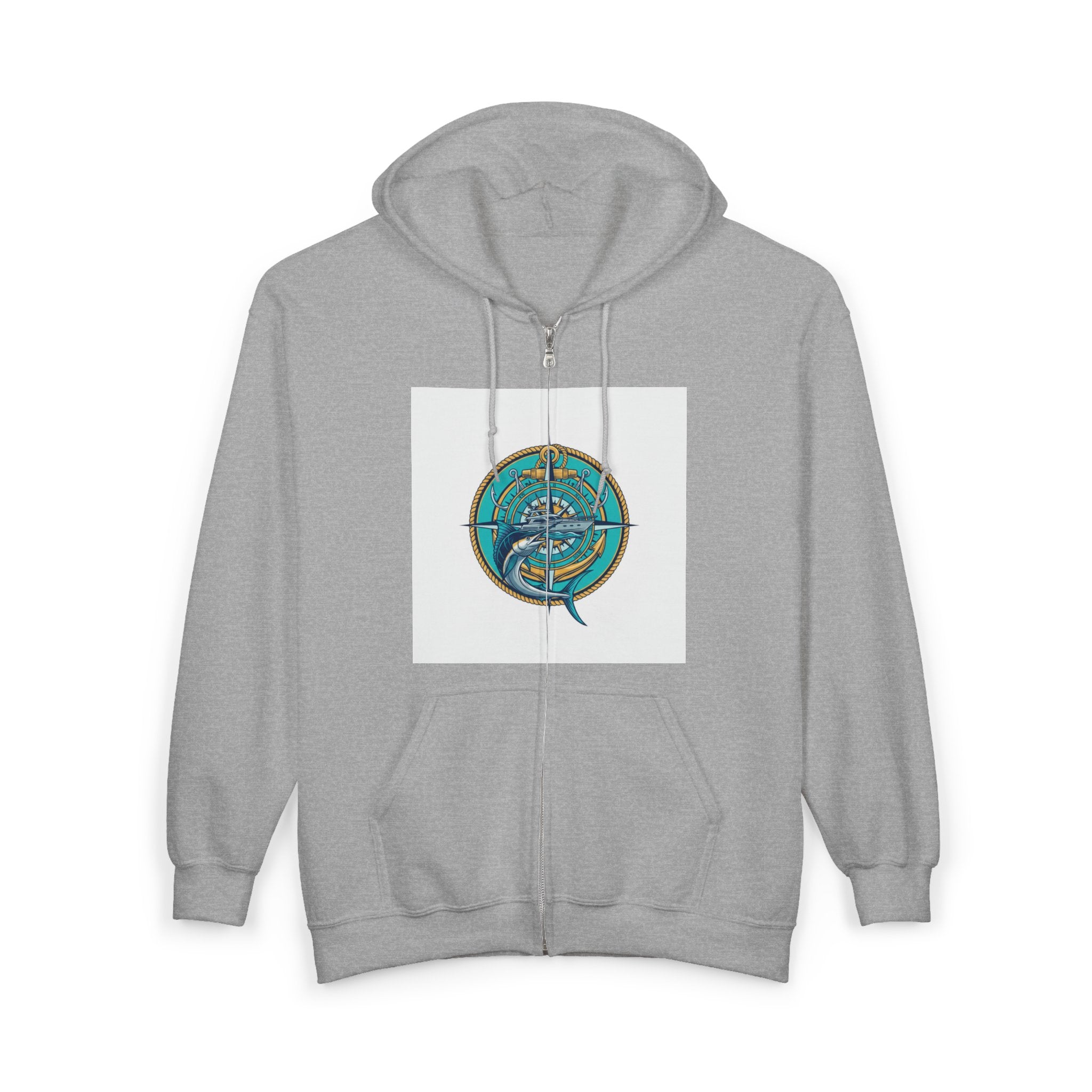 Ocean Navigator Compass Zip Hoodie | Nautical Outdoor Zip Hoodie