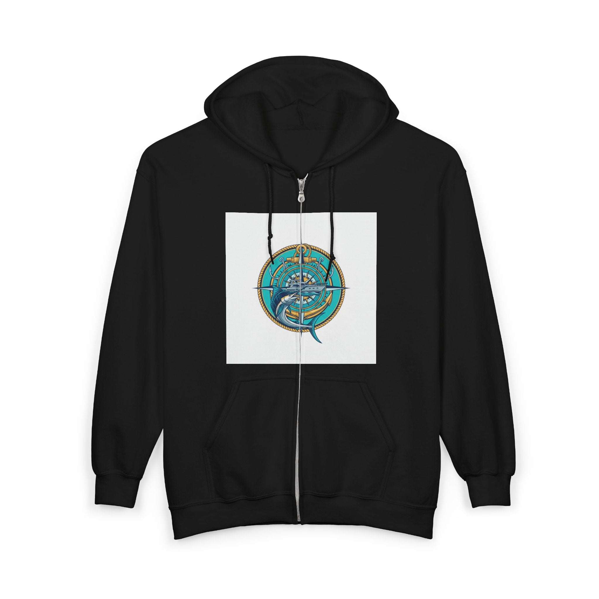 Ocean Navigator Compass Zip Hoodie | Nautical Outdoor Zip Hoodie