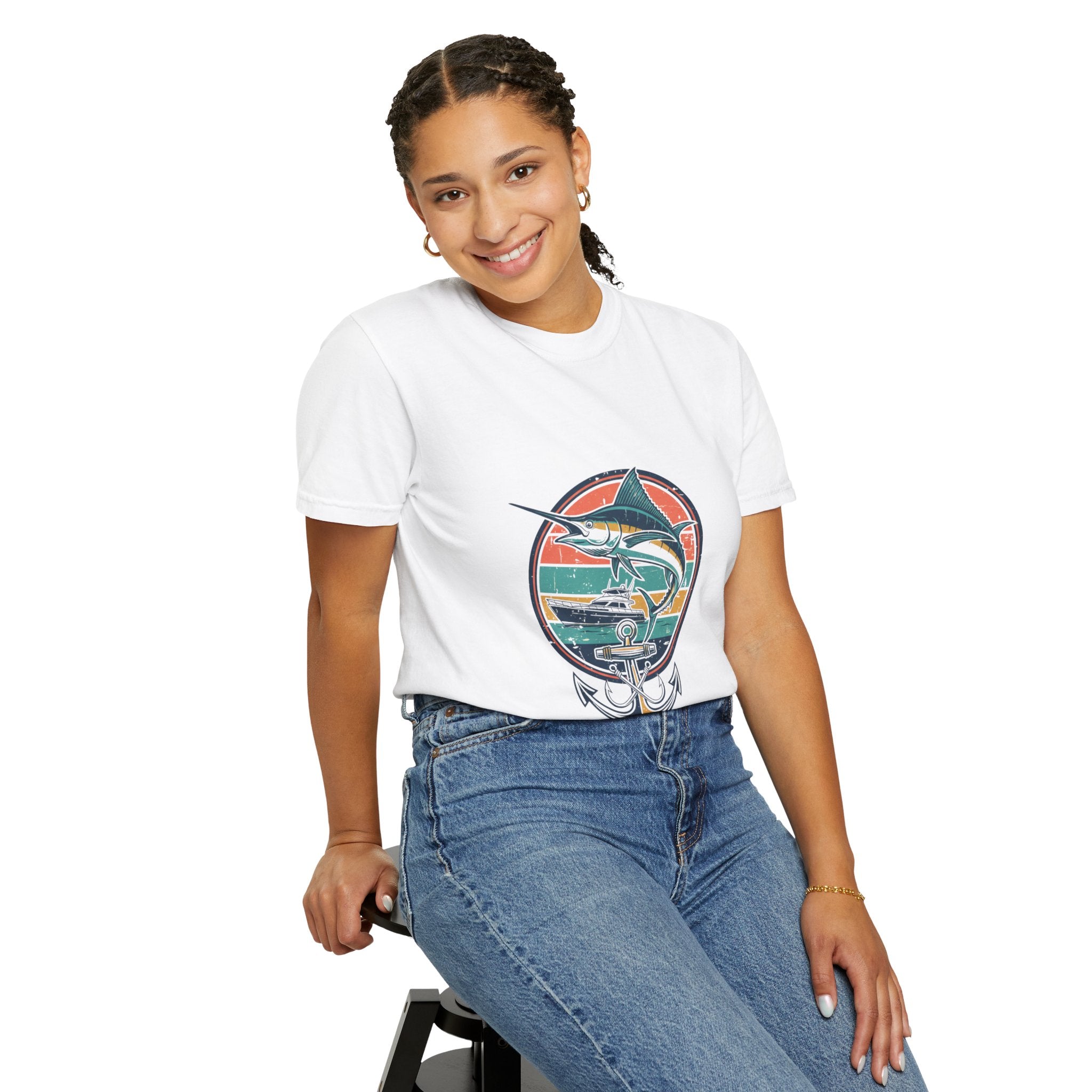 Vintage Marlin Anchor Fishing T-Shirt | Coastal Surf Graphic Tee