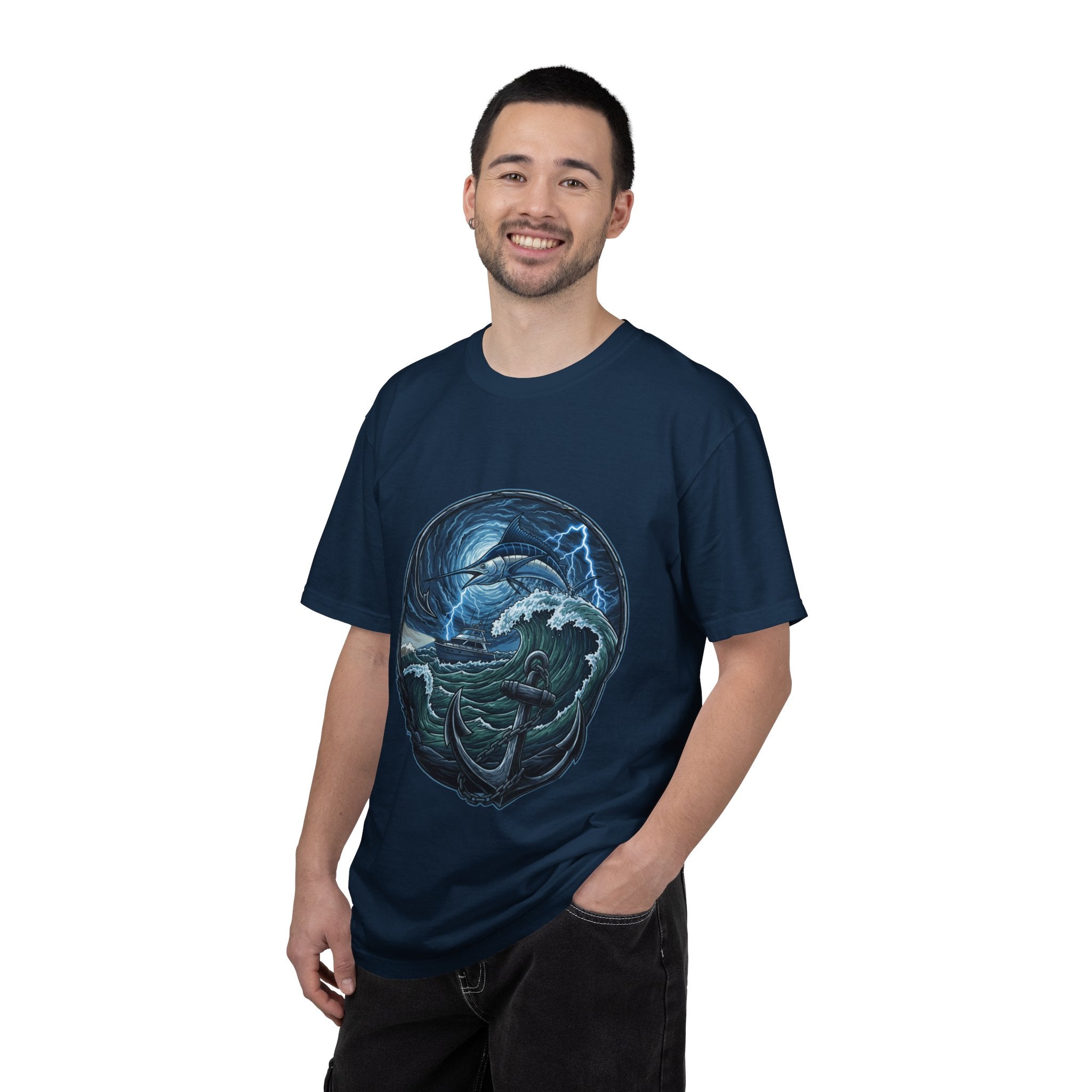 Stormy Ocean Kraken Art T-Shirt | Coastal Fishing Graphic Tee