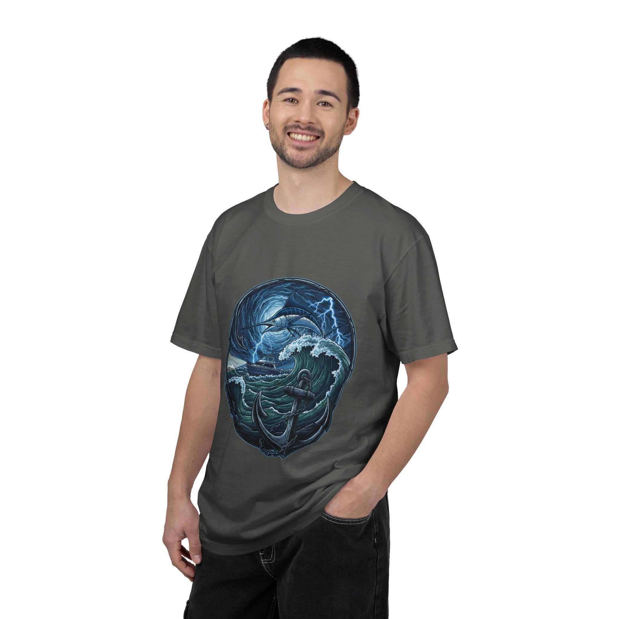 Stormy Ocean Kraken Art T-Shirt | Coastal Fishing Graphic Tee