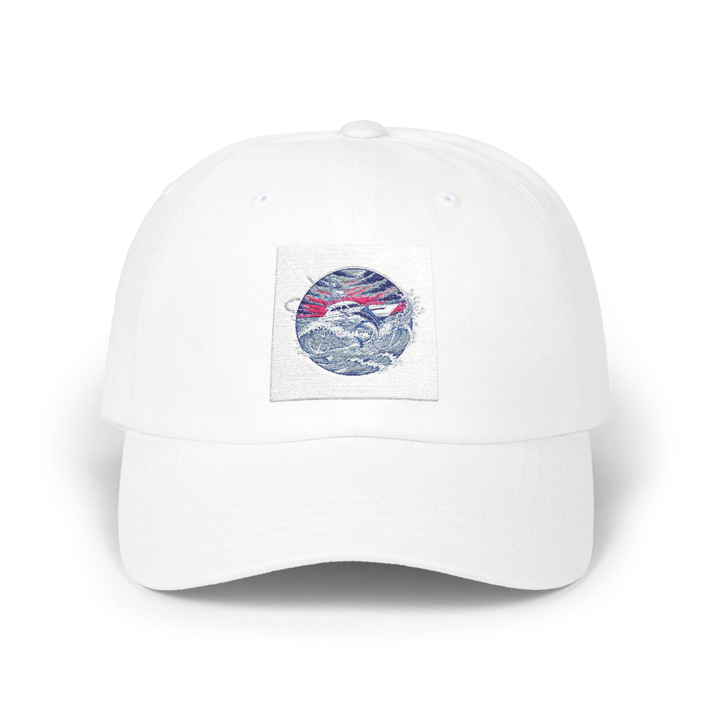 Classic Dad Cap — Retro Sunset Wave Embroidered Baseball Hat