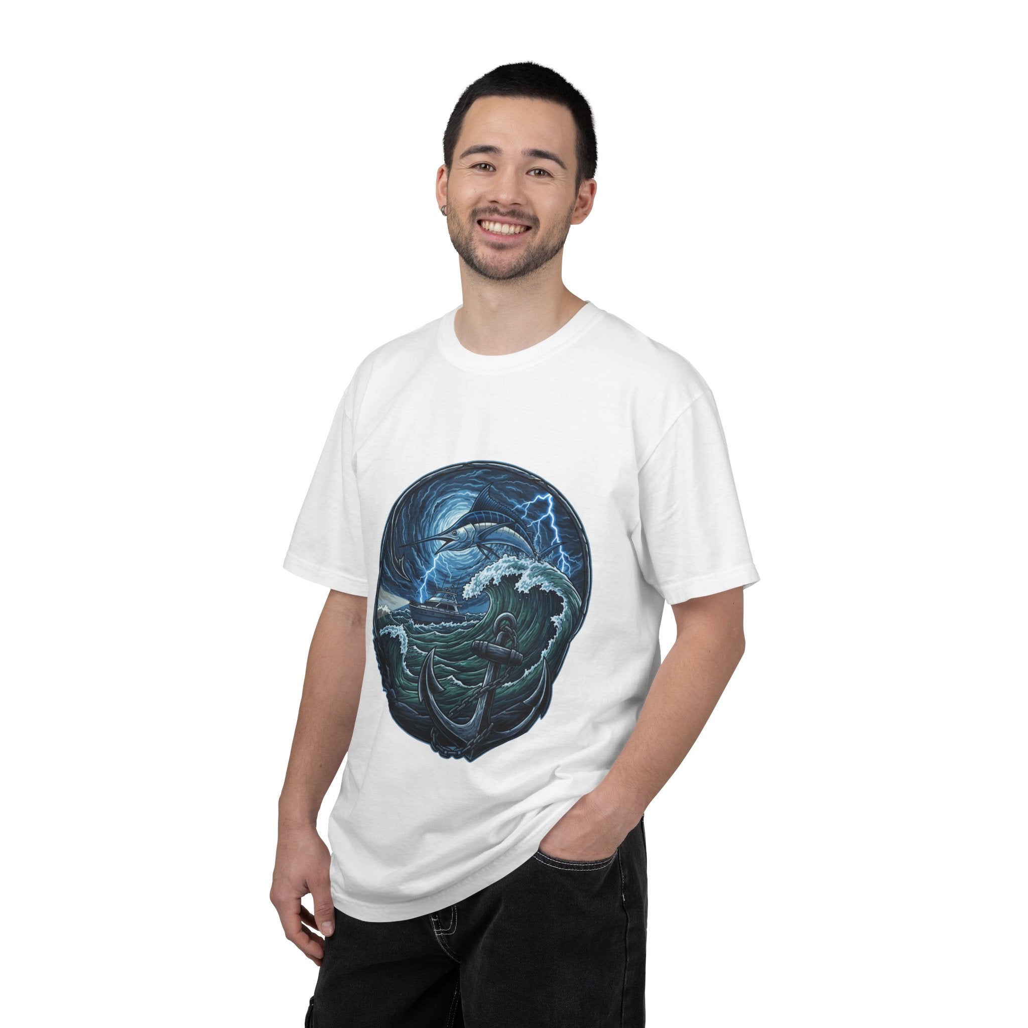 Stormy Ocean Kraken Art T-Shirt | Coastal Fishing Graphic Tee