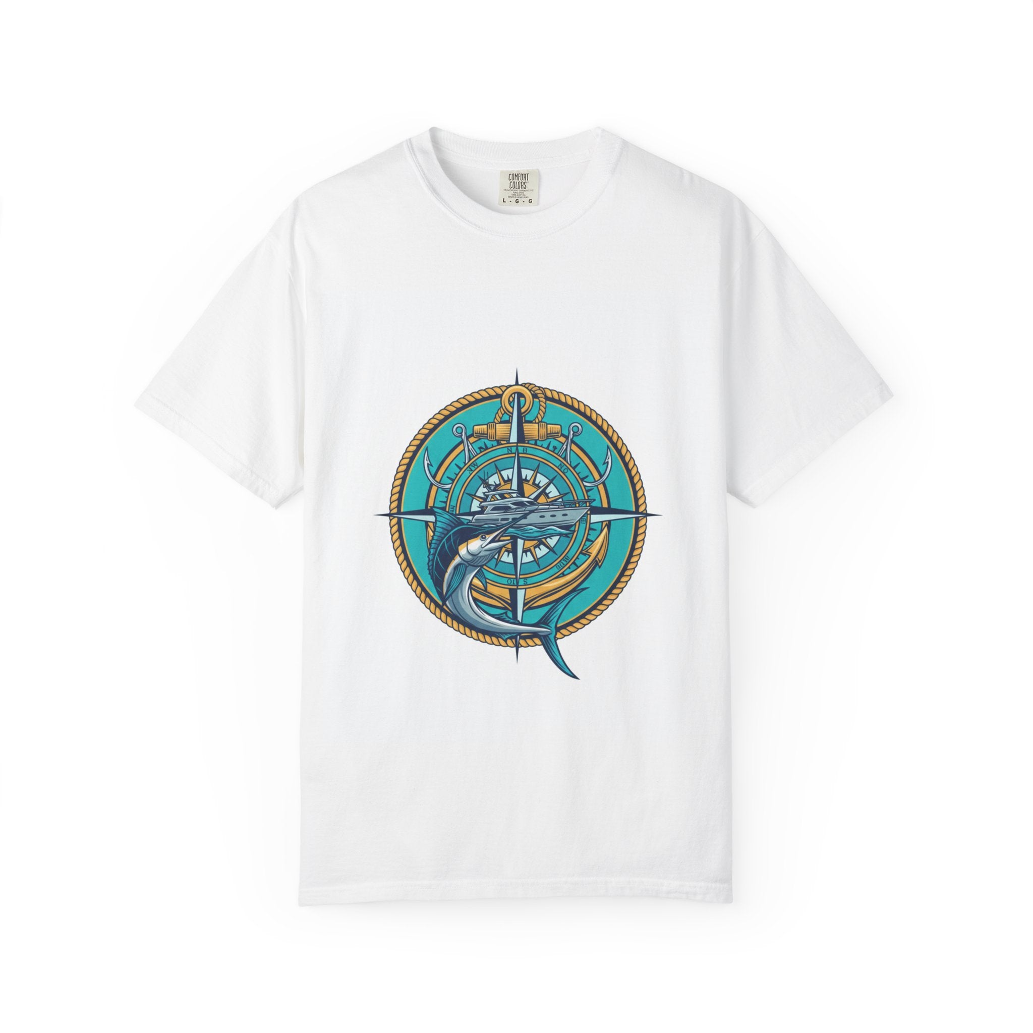 Nautical Fishing T‑Shirt with Anchor & Marlin Design