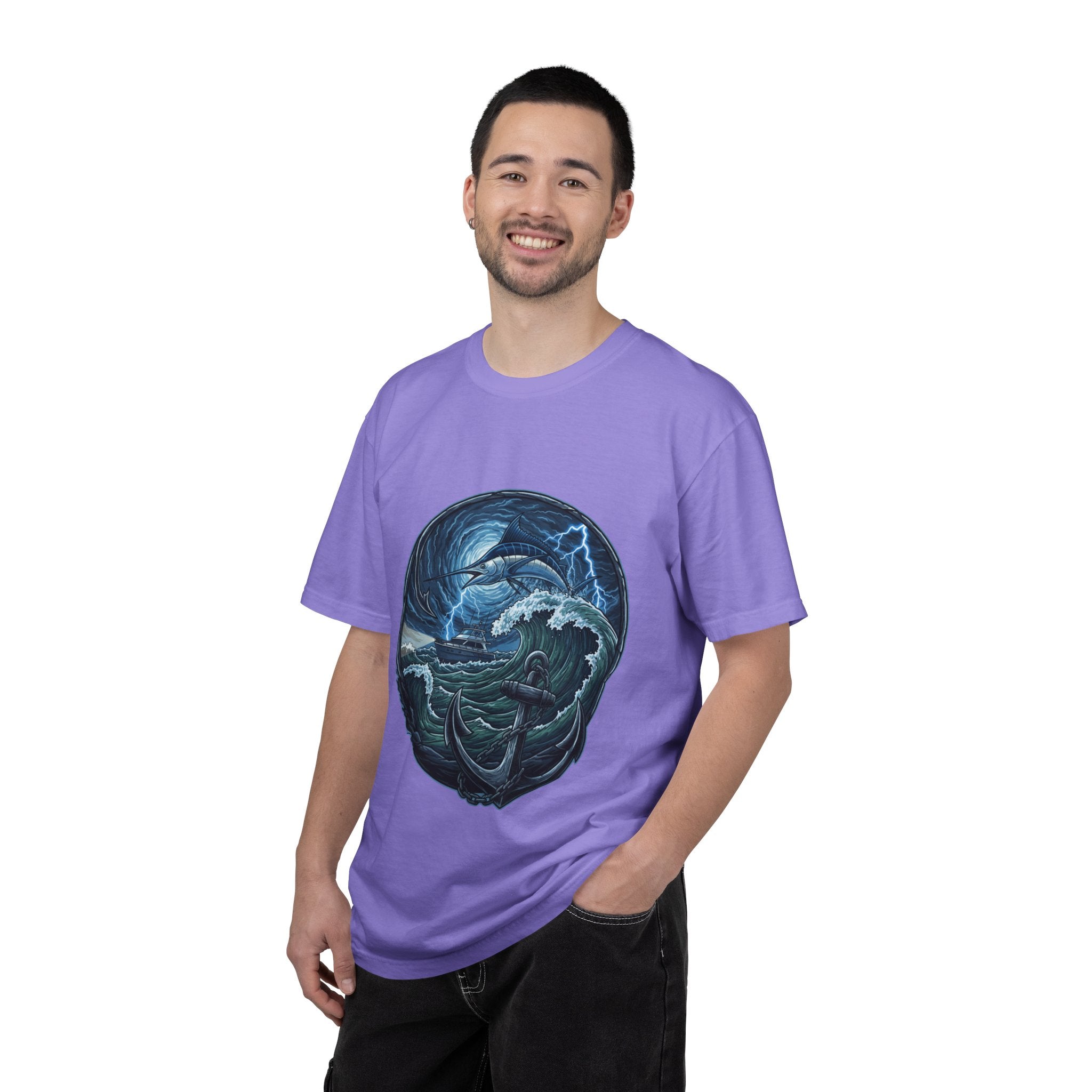 Stormy Ocean Kraken Art T-Shirt | Coastal Fishing Graphic Tee
