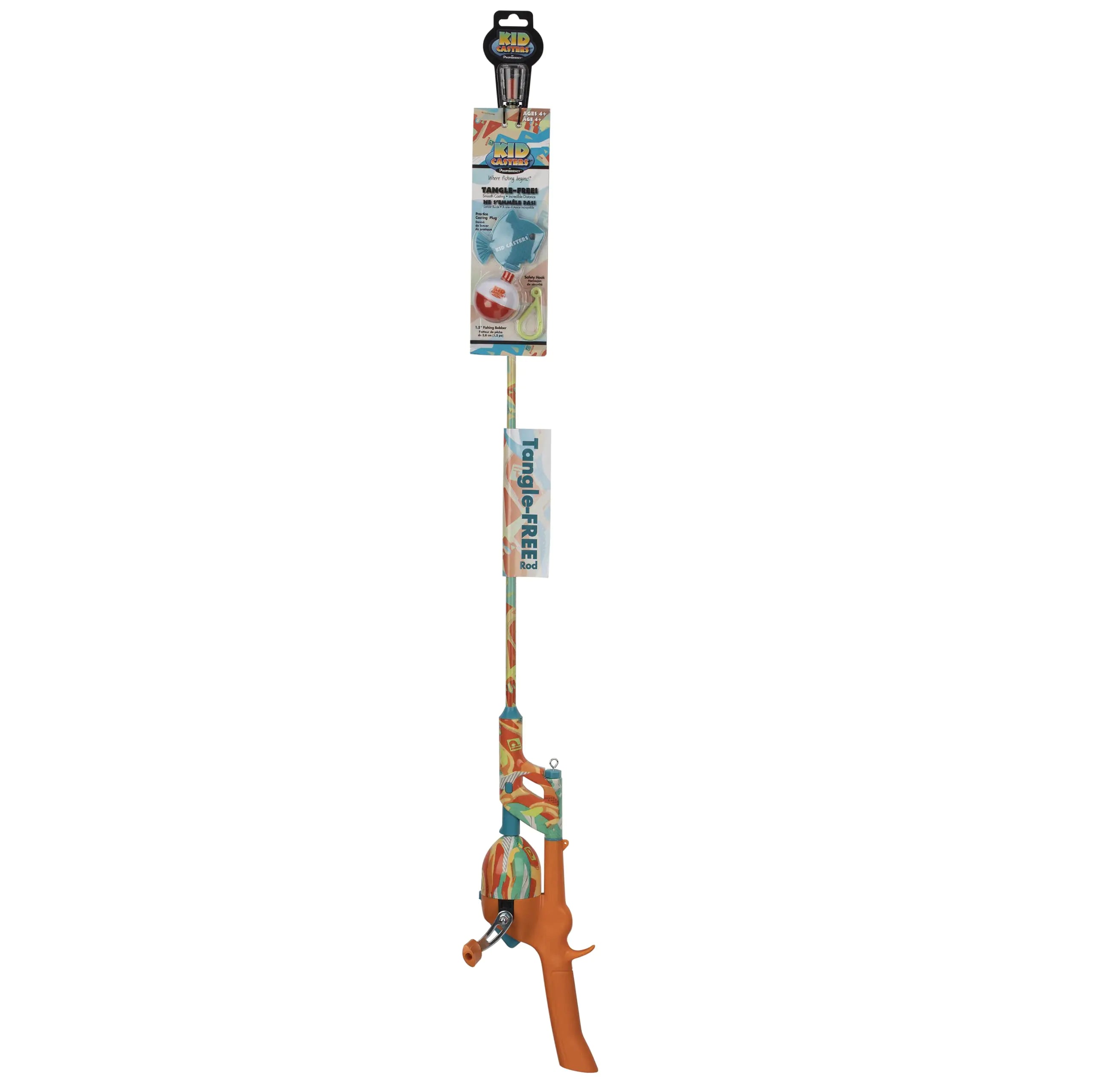 Kid Casters: Krazy Tangle-Free Fishing Combo | Spincast Reel & Practice Casting Plug | 34" Tangle-Free Combo|Inline Rod w/EZ Thread Line System (Pre-spooled w/a 6-lb Fishing line) 1.5" Fishing Bobber