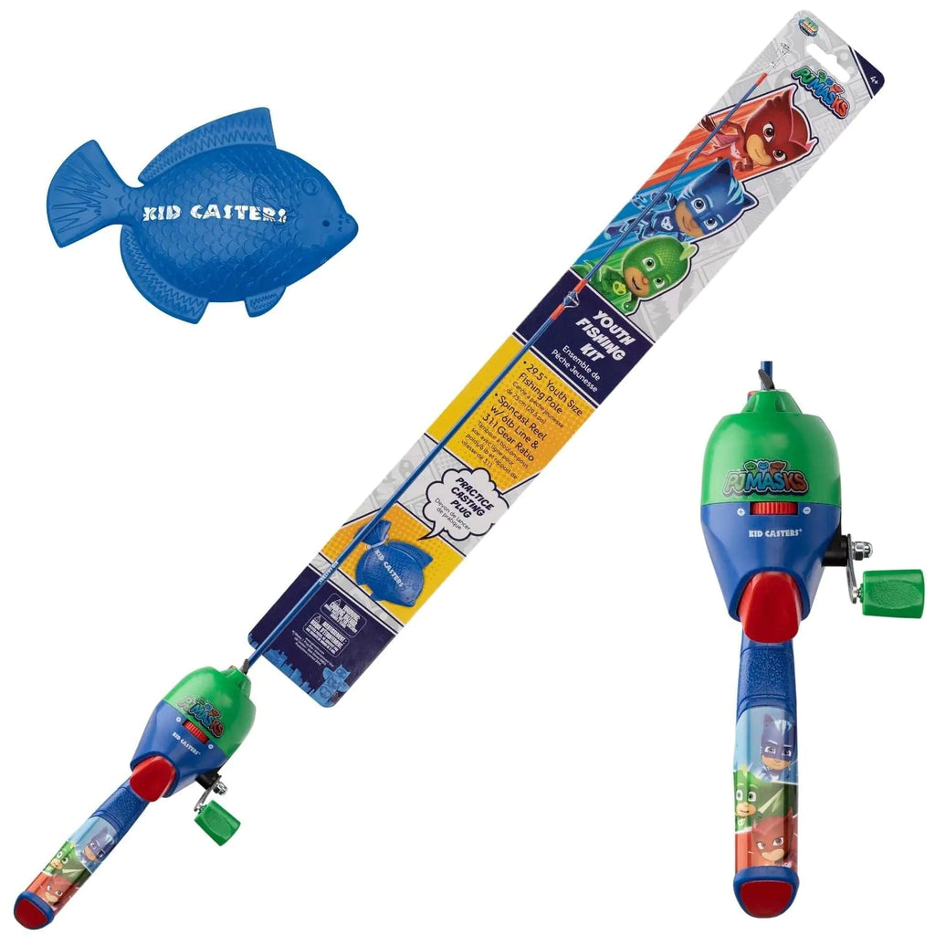 Kid Casters: PJ Masks Youth Fishing Pole | Spincast Reel & Practice Casting Plug | Small & Easy to Use (Pre-spooled with a 6-Pound Fishing line) 29.5 Inches Long
