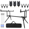 Taruor Fishing Rod Stand Rack Adjustable Retractable Carp Fishing Rod Stand Holder with 3 Fishing Bite Alarms 3 PCS Fishing Bait Swinger Fishing Tackle Set Fishing Accessories